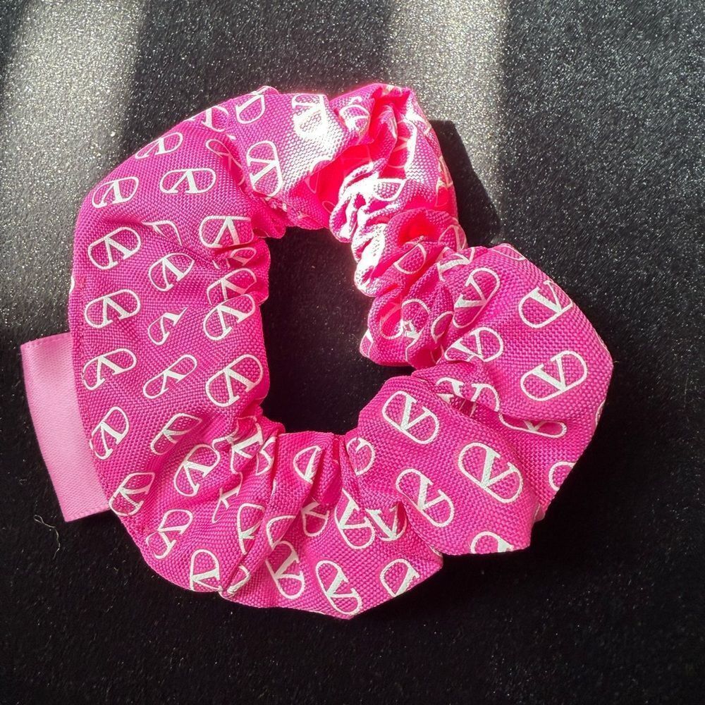 Brand new Valentino Pink Scrunchie with white logo / hair tie